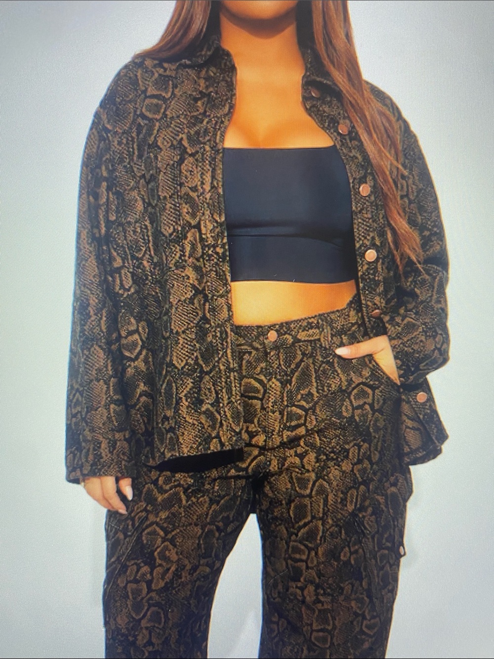 Bite Back Boyfriend Denim Shacket  - Brown/combo